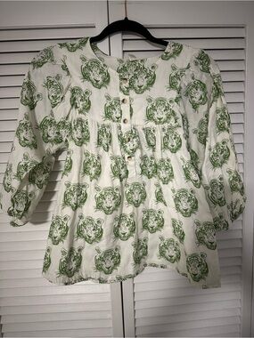 kate quinn Green Tiger-Heads Skirted Top